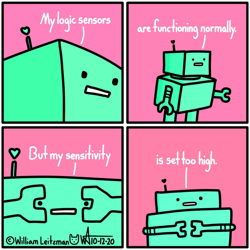 My logic sensors are functioning normally. But my sensitivity is set too high.