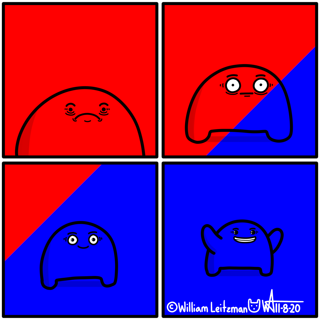 red to blue